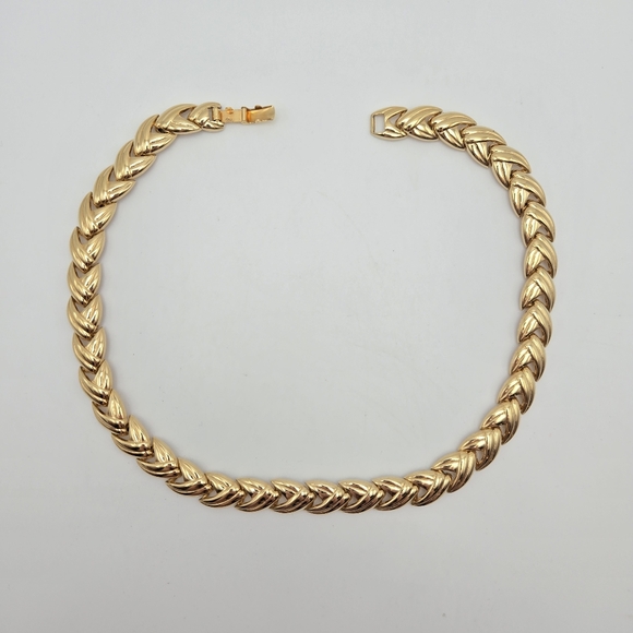 Krementz Goldtone Choker Collar Necklace Mogul Mobwife Vintage 17" Classic 80s - Picture 2 of 5